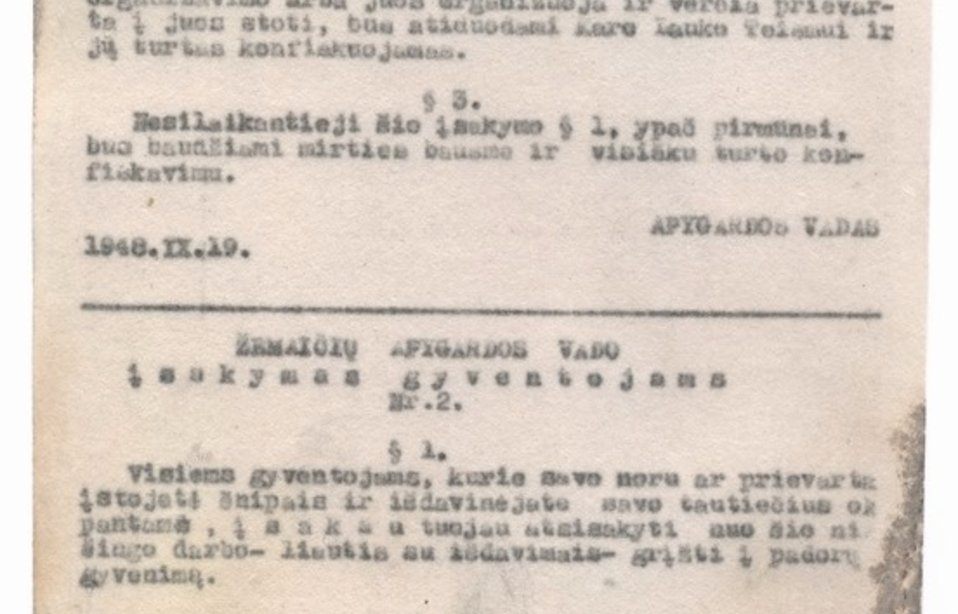 Restauruoti Žemaičių apygardos Vytenio rinktinės dokumentai
