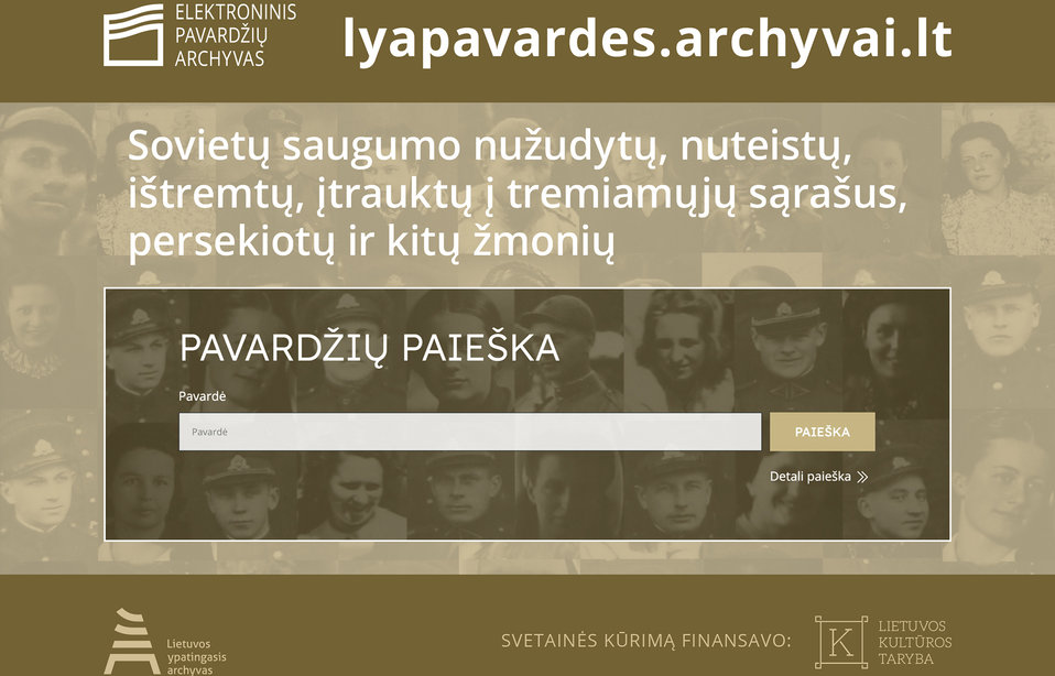 SUKURTA INTERNETO SVETAINĖ „ELEKTRONINIS PAVARDŽIŲ ARCHYVAS“