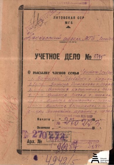 JUOZO VITKAUS-KAZIMIERAIČIO ŠEIMOS TREMTIES ISTORIJA 
